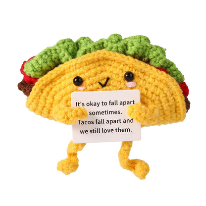 Positive Support Taco, Inspirational Crochet Taco Encouragement Knitted Potato Wool Doll Motivational Handmade Toy for Cheer Up Gift Party Decoration