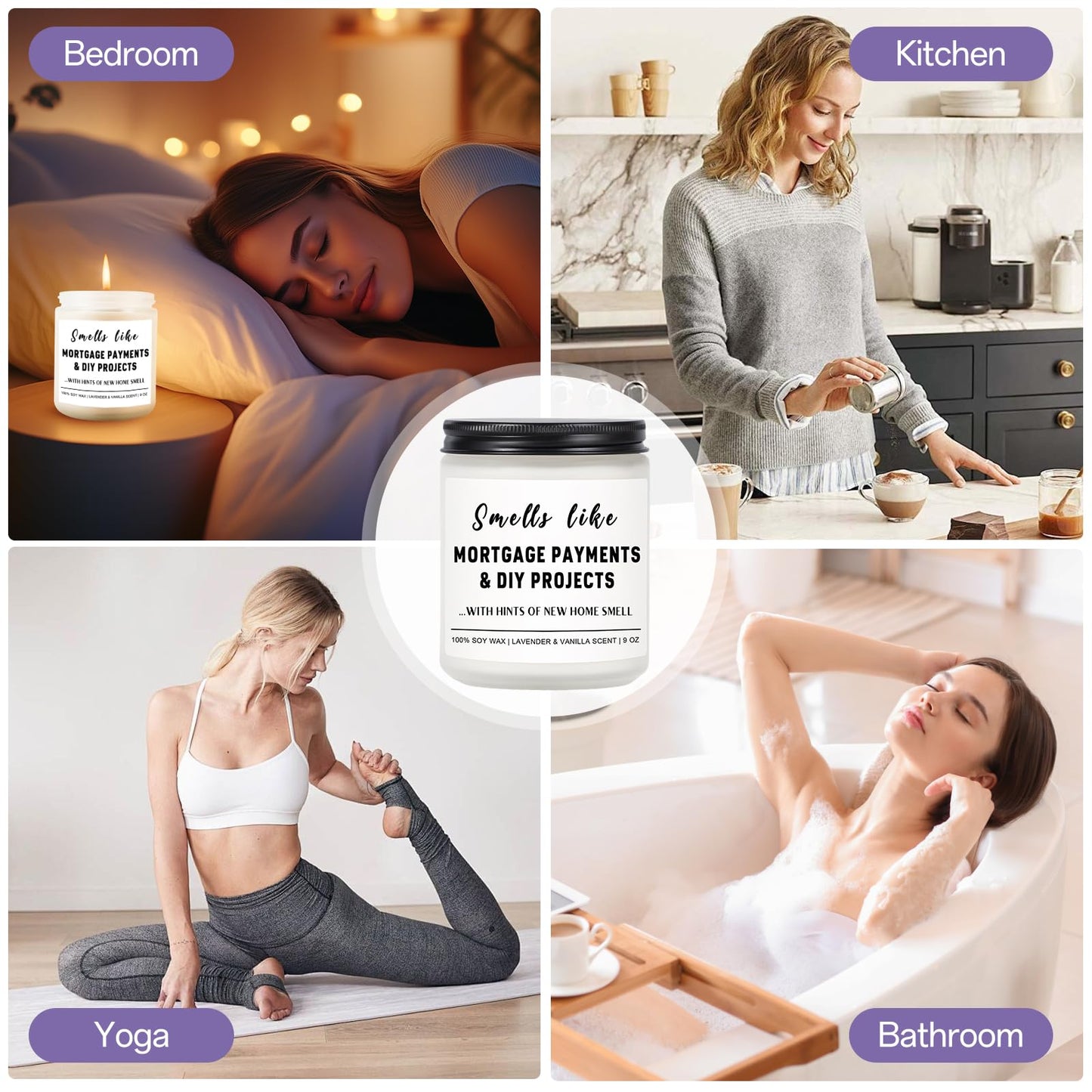 Funny House Warming Gifts New Home Housewarming Gifts New Home Gift Ideas for Women Men Couple First Apartment Essentials Homeowner Decor Closing Gift - Lavender Scented Candle 9 oz (Homes 2)