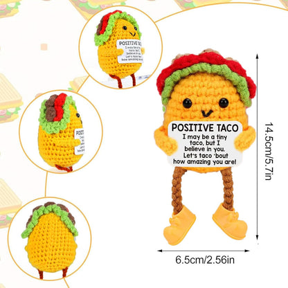 Mini Crochet Long Legged Positive Taco, Emotional Inspirational Support Mother’s Day Birthday Gifts for Women Mom Daughter Son Sister Friend Coworkers Men Funny Christmas Easter Gifts Desk Decor
