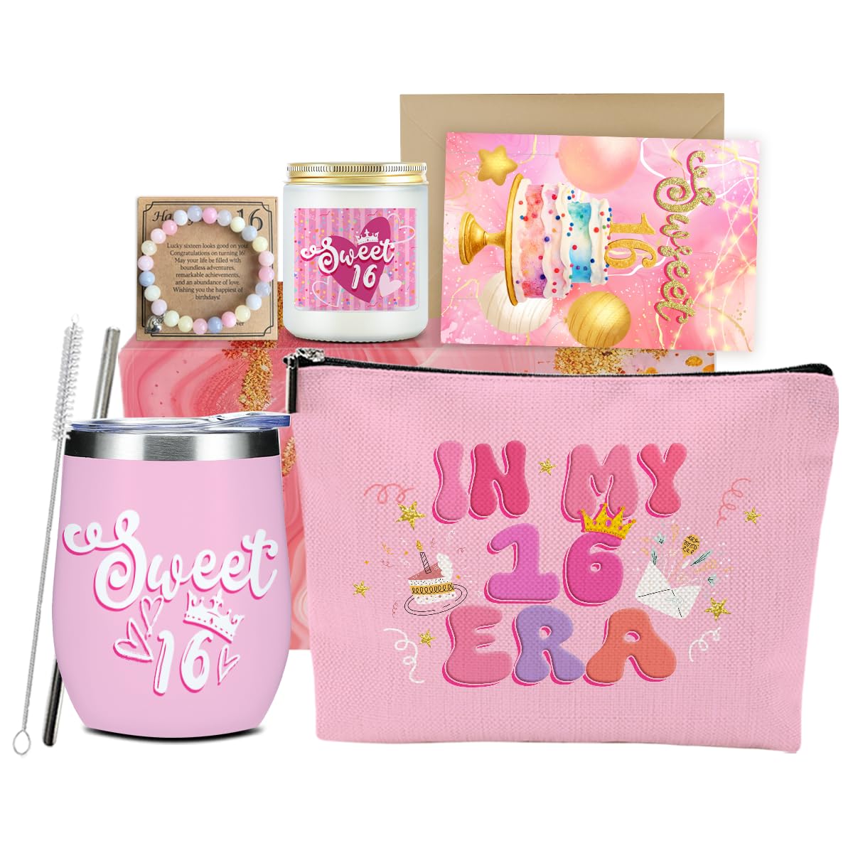 Sweet 16 Gifts for Girls, 16th Birthday Gifts for Girls, Teen Daughter Sister Bestie Granddaughter Niece Sweet 16 Party Decorations Gift Basket Set from Mom and Dad