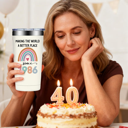 40th Birthday Gifts Women - 1986 40th Birthday Decorations for Women - Turning 40 Year Old Gifts Her - 40 Fabulous Tumbler 20 oz