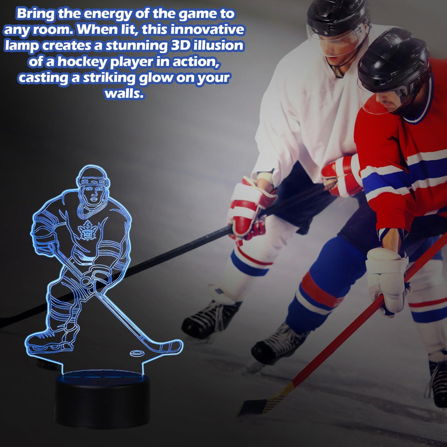 Patelai 6 Pcs Hockey Gifts Set for Men, Includes 12 oz Insulated Tumbler, 3D Night Light, Novelty Socks, Bracelet with Gift Card, Sports Birthday Senior Night Gifts for Hockey Players Fans Coach