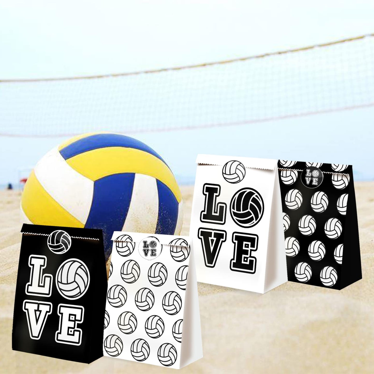 24pcs Volleyball Theme Party Supplies - Girls Volleyball Gift Bags with Decorations & Candy Bags