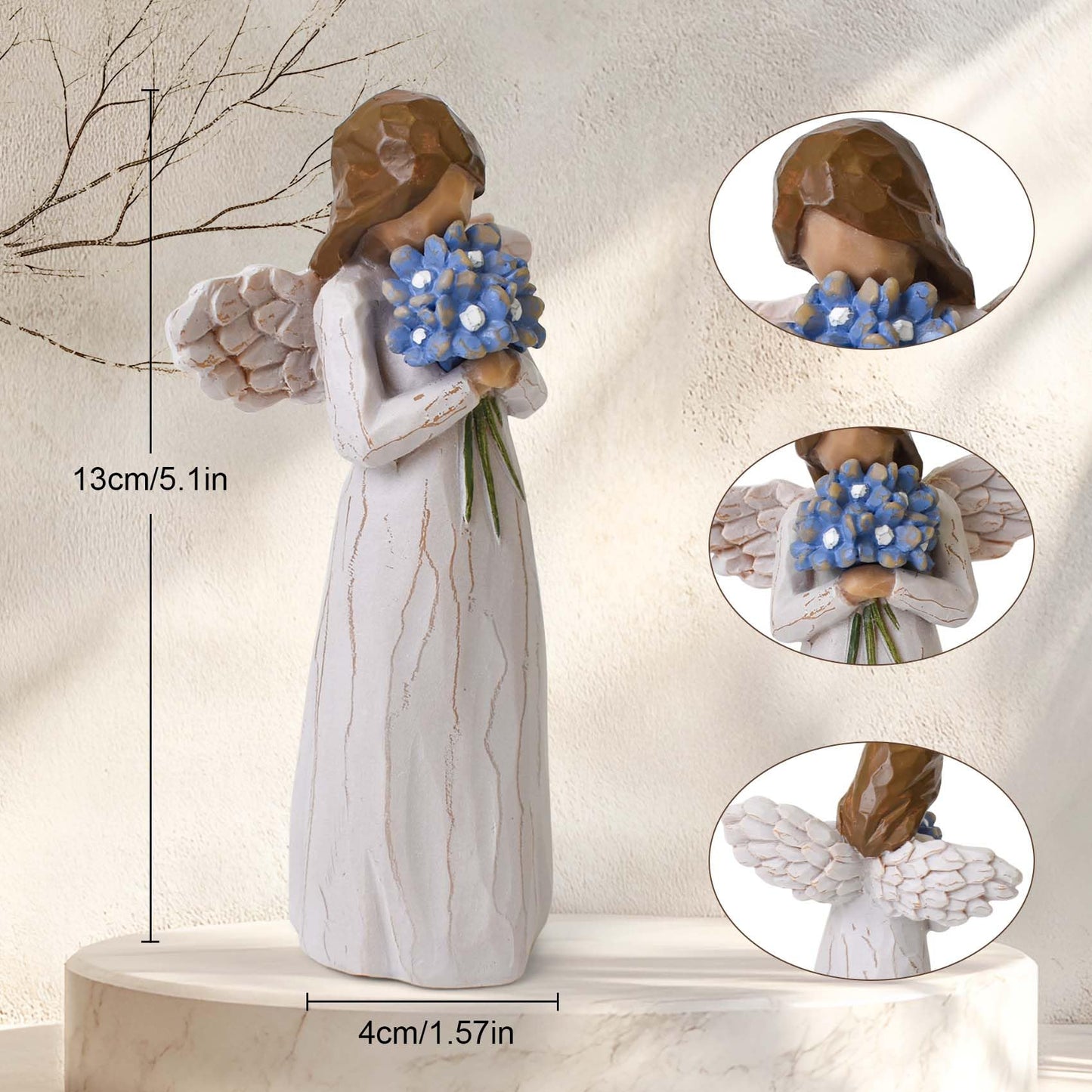 Forget Me Not Guardian Angel Figurines, Sympathy Gifts for Loss of Loved One, Miscarriage Gifts for Mothers, Sculpted Hand-Painted Statue for Home Decor Ornament