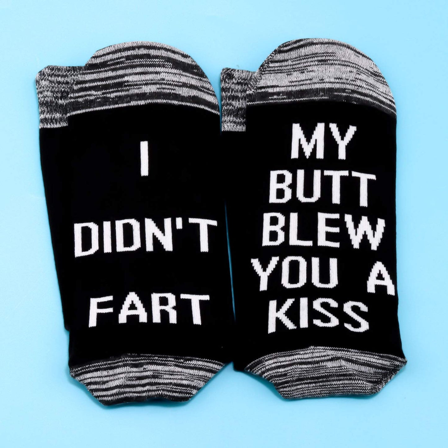 JXGZSO 2 Pairs Fart Joke Gift Fart Socks I Didn't Fart My Butt Blew You A Kiss Socks Poop Gift