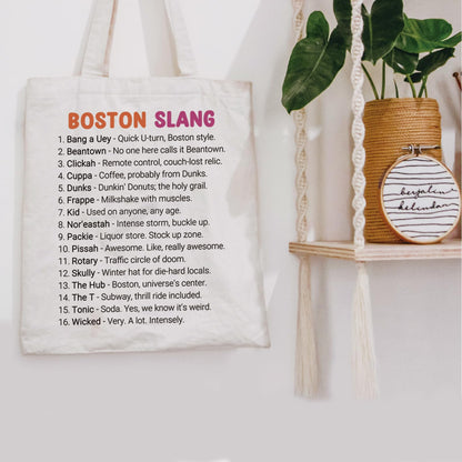 POFULL Boston State Trip Merch Massachusetts Gift New England Gift Boston Slang Tote Bag