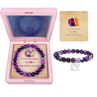 Adoption Symbol Charm Bracelet Necklace Adoption Day Gifts Adoption Gifts Gotcha Day Amethyst Bracelet Adoption Celebration Party Gifts Adoptive Jewelry Thank You Gift