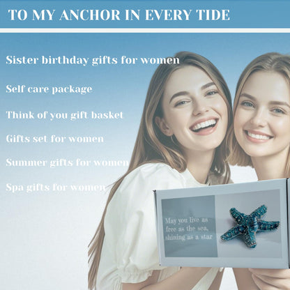 Beach Gifts For Women Thank You Gift Basket With Beach Bracelets Teacher Appreciation Gifts Set, Self Care Gifts For Womens Blue