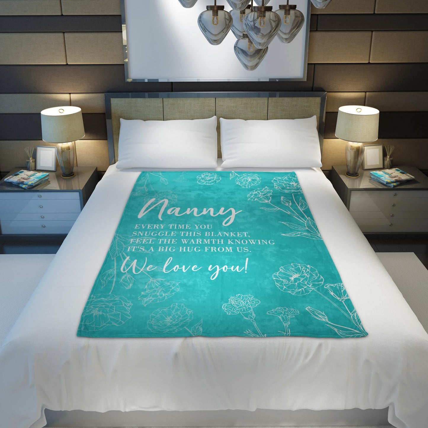 GiltGlimmer Nanny Gifts for Grandma, Gifts for Nanny Blanket, Nanny Birthday Gift from Grandkids, to My Nanny Nana Grandma Blanket 50" x 60", Teal