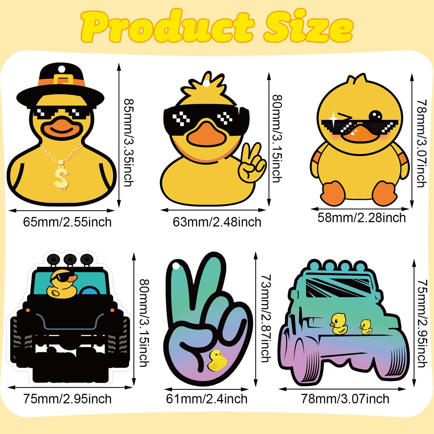 6 Pcs Funny Duck Air Freshener for Christmas Hanging Automotive Air Fresheners Hanging Cute Duck Car Fresheners for Birthday Christmas Festival Gift Supplies