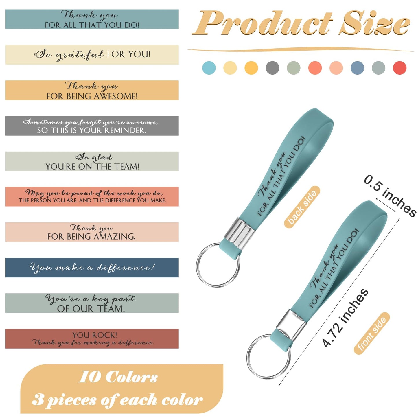 Nosiny 30 Pcs Keychain Appreciation Gift Bulk for CNA Employee Coworker Inspirational Thank You Gift for Teacher Nurse Staff
