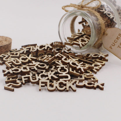 KUMLENMO fuck jar（5oz） Gift Jar,Fucks to Give,Fuck Wooden Cutout Letter Piece Bad Mood Vent Spoof Birthday Day,Holiday, Thanksgiving Christmas Gifts to Friend,Gag Funny Gift