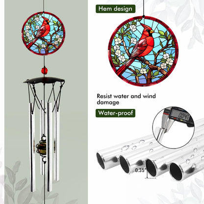 Wind Chimes for Outside 24" Cardinal Wind Chimes Outdoor Home Patio Garden Decor Windchimes Outdoors Cardinal Gifts for Women Mom Grandma Sisters