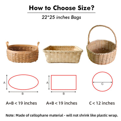EKAPACKAGING 22x25 Inches 10 Pcs Large Cellophane Bags for Gift Baskets, Plastic Gift Basket Wrapping with Pull Ribbons, Clear Cellophane Gift Bags for Party, Mother’s Day, Baby Showers, Christmas