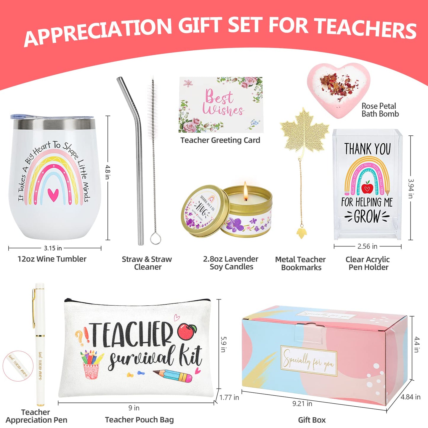 Best Teacher Appreciation Gifts for Women, Christmas, Birthday, Back to School, Thank You Gifts for Teacher, 12 oz Tumbler Gift Basket