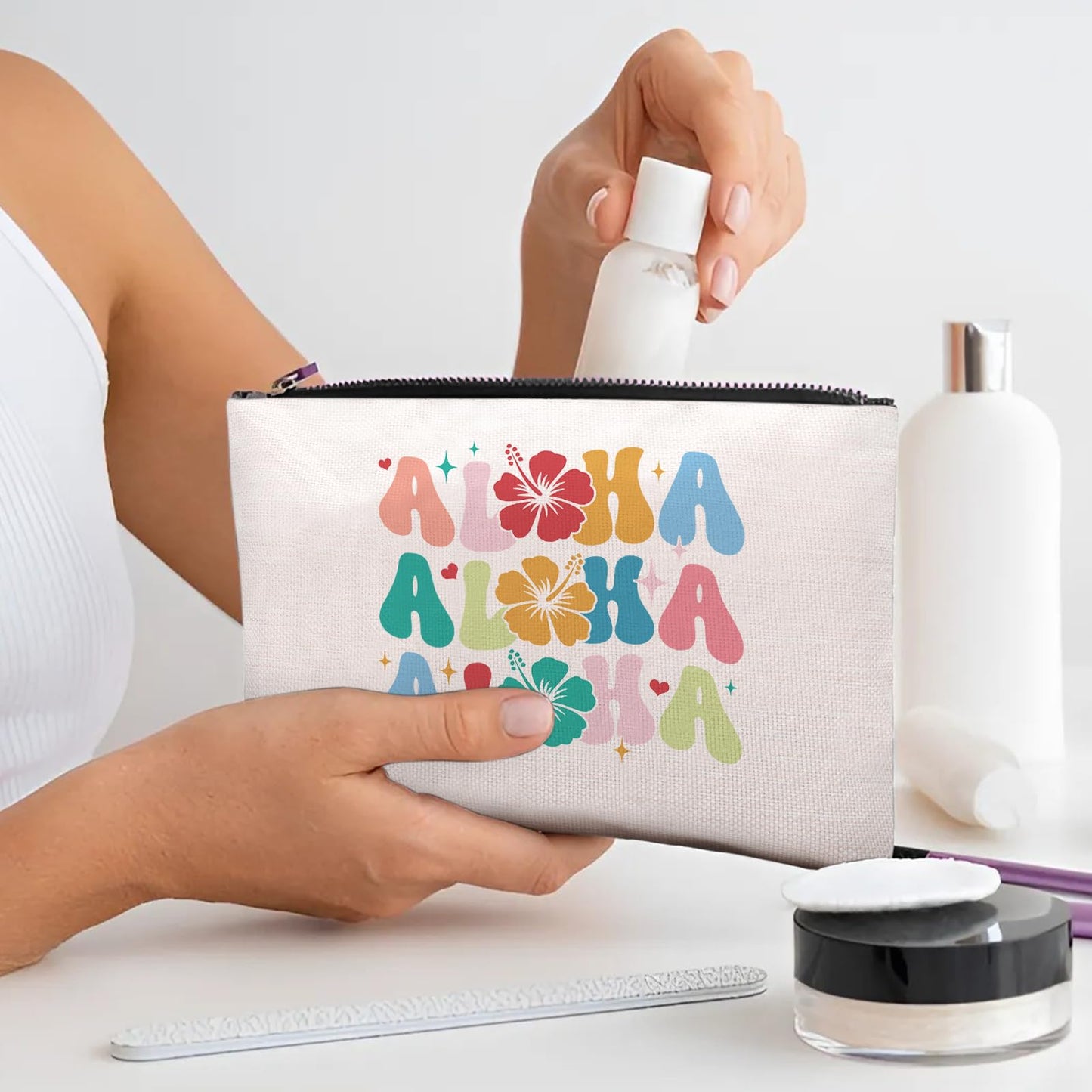 Hawaii Makeup Bag, Hawaii Gifts For Women Men, Sea Island Makeup Pouch, Travel Toiletry Bag With Zipper, Birthday Graduation Christmas Gifts For Women Mom Sister Best Friend Bestie Her