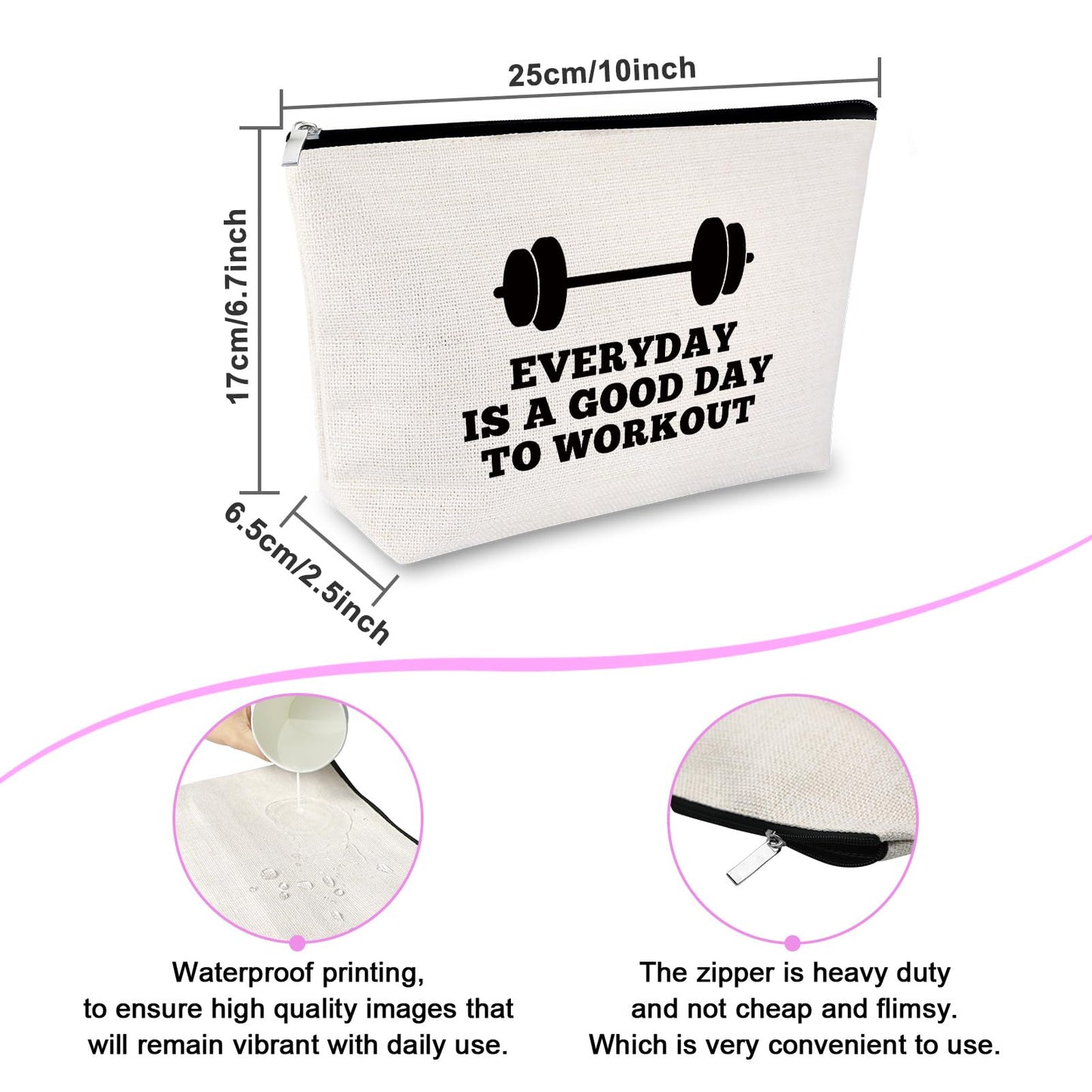 Workout Gifts for Women Makeup Bag Weightlifting Fitness Gifts Trainer Bodybuilding Present Dumbbell Inspirational Gift for Sister Friend Christmas Birthday Gift for Athletic Coach Cosmetic Bag