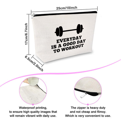Workout Gifts for Women Makeup Bag Weightlifting Fitness Gifts Trainer Bodybuilding Present Dumbbell Inspirational Gift for Sister Friend Christmas Birthday Gift for Athletic Coach Cosmetic Bag