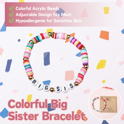 3PCS Big Sister Gifts for Girls, Big Sister Tote Bag, Pen Bag, Bracelet for Announcement Gift Set Sibling Keepsake