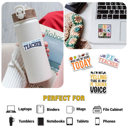 10 Pcs Physical Education Teacher Stickers – Gift for Gym Teachers, Coaches, Parents, Friends, Teammates – Ideal for Laptops, Water Bottles, Tumblers, Notebooks, Scrapbooking 3