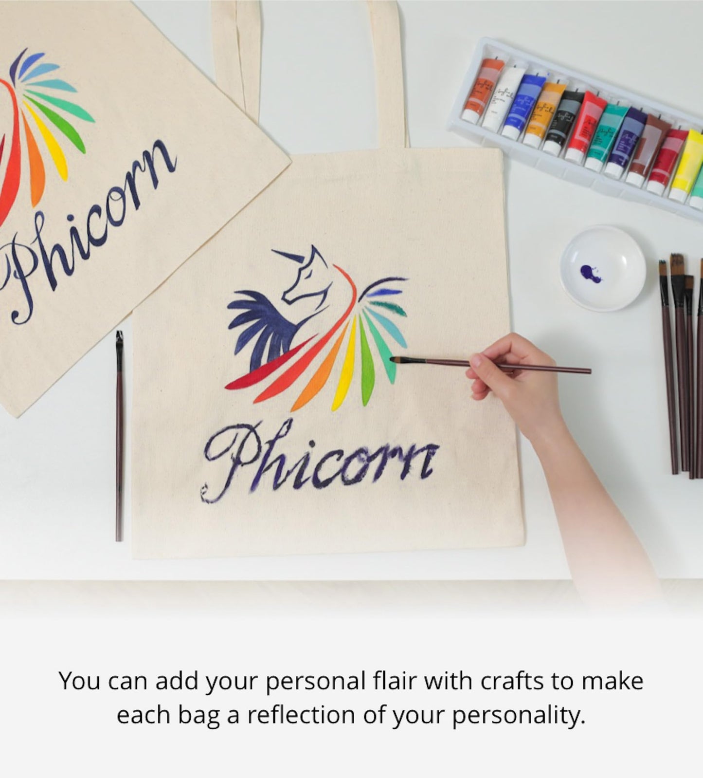 Phicorn Canvas Tote Bags, 15 x 16 in – 100% Cotton Blank Reusable Grocery & Craft Tote Bag with Long Handles