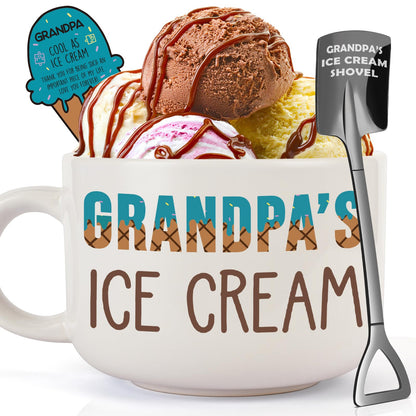Grandpa Gifts for Fathers Day - Ideal Father's Day Birthday Gifts for Grandpa Grandfather from Granddaughter Grandkids, Grandpa's Ice Cream Bowl with Shovel Set Present Father's Day Xmas