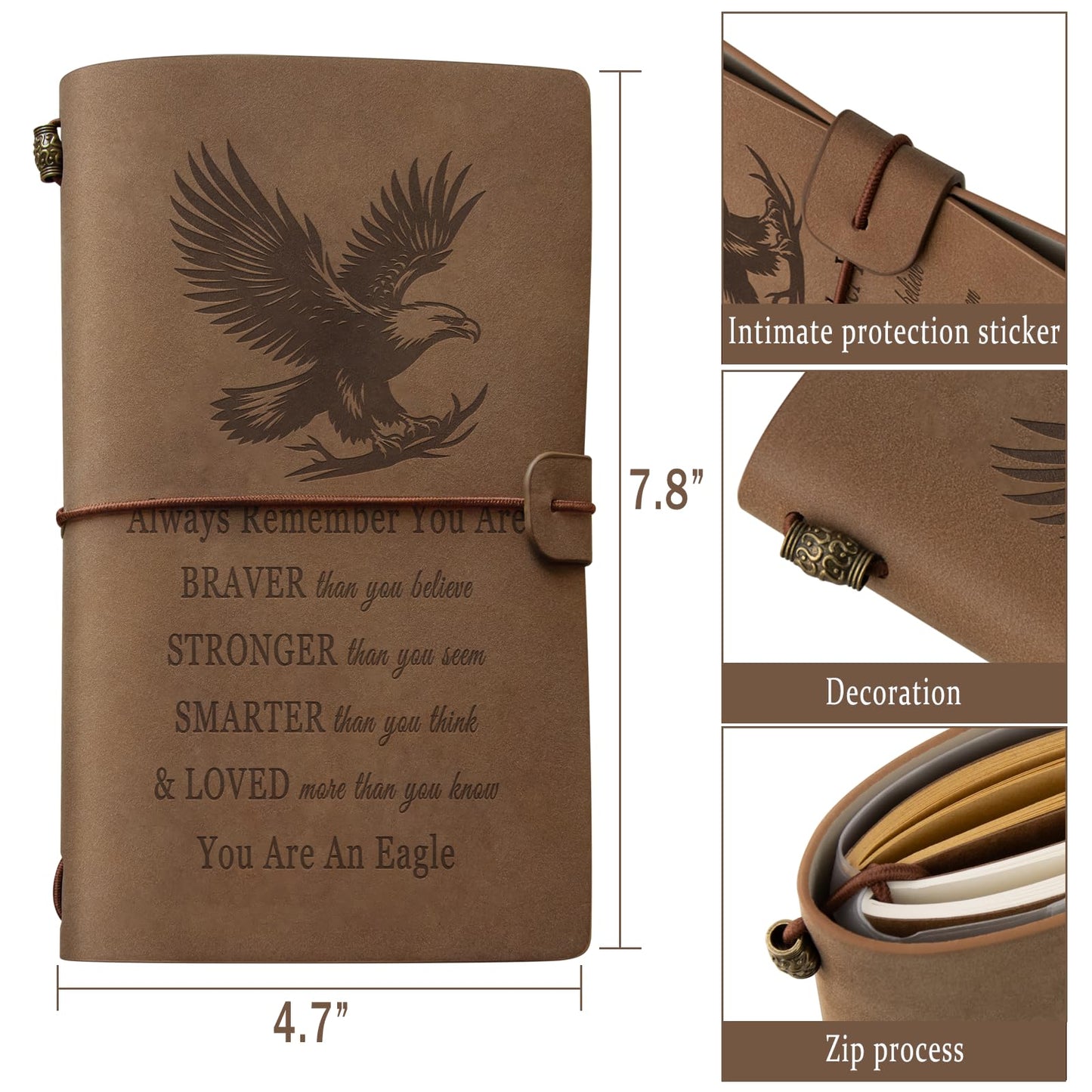 Xeboba Eagles Gifts Leather Journal Notebook with Pen and Keychain Inspirational Encouragement Eagle Scout Gifts for Men Women Teenage Boys Girl