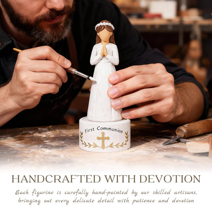 First Communion Gift for Girls—8.3'' First Holy Communion Girl Figurine with Keepsake Box, Thoughtful Catholic Gift for Daughter, Granddaughter, or Goddaughter, Meaningful Christian Present