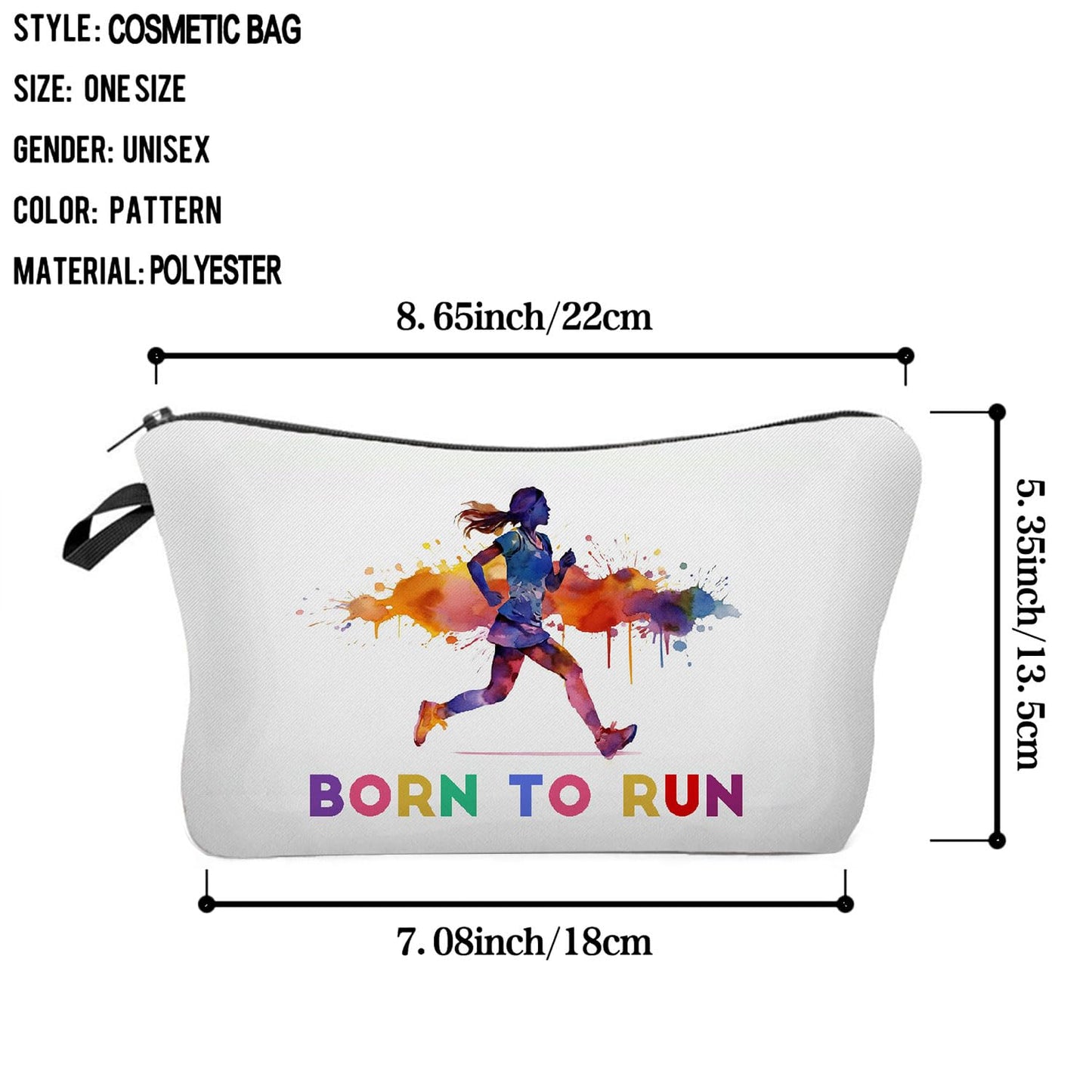 Livel lhood Running Makeup Bag Born To Run Small Organizer Zipper Pouch Running Marathon Cosmetic Bag Present for Runners Athelets Running Lovers Women Friends
