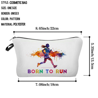 Livel lhood Running Makeup Bag Born To Run Small Organizer Zipper Pouch Running Marathon Cosmetic Bag Present for Runners Athelets Running Lovers Women Friends