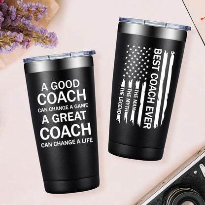 Grifarny Coach Gifts for Men - Basketball, Soccer, Football, Baseball, Softball, Gymnastics, Dance, Swim, Coaches Gifts - Best Coach Ever Tumbler Cup 20 oz