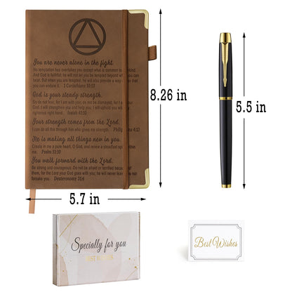 Sober Gifts Sobriety Gifts for Men Women Recovery Leather Journal Notebook 200 Pages A5 Lined with Inner Pocket and Pen AA NA alcoholics anonymous gift Sober Milestone Gift