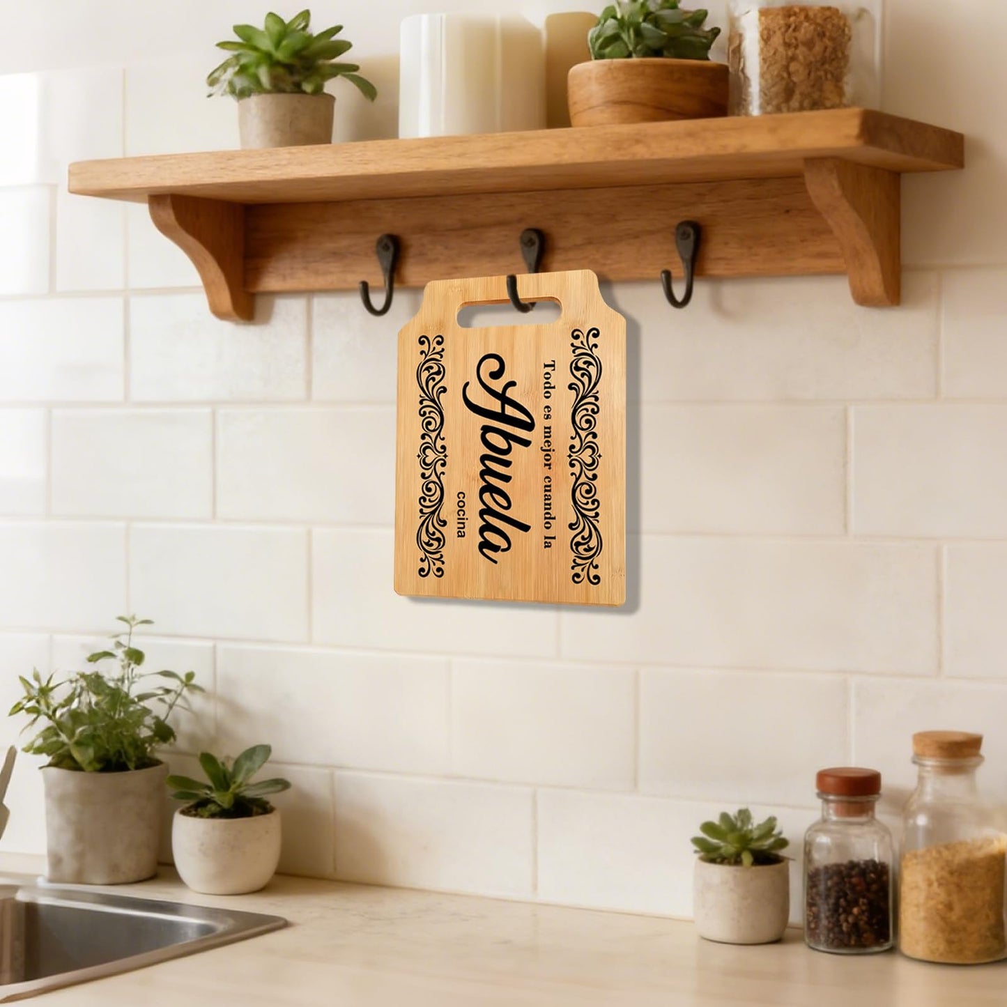 Abuela Cutting Board Gift - Kitchen Wall or Counter Decor, Mother's Day, Christmas & Birthday Gifts from Grandkids