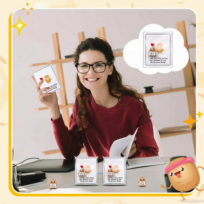 Gejoy 50 Sets Positive Mini Figurines Gifts Miniature Emotional Mini Rubber Toy with Positive Card Gift Bags Inspirational Birthday Gifts for Coworkers Employees (Potato)