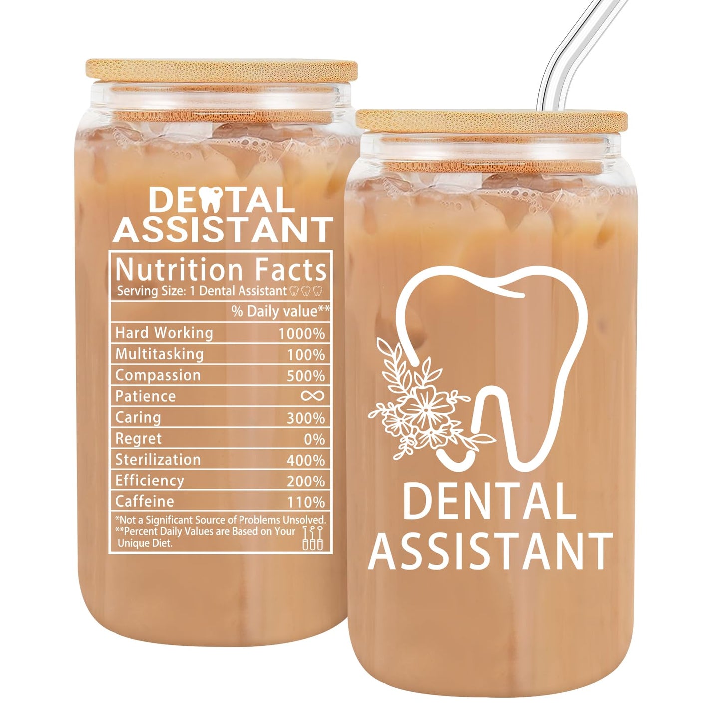 Dental Assistant Gifts for Women,Dental Assistant Appreciation Gifts,Dental Assistants Recognition Week Gifts,Dental Assistant Must Have Gift,Coffee Glass Cup 16oz