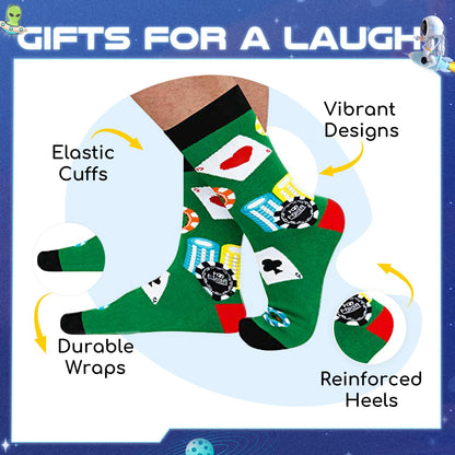HAPPYPOP Funny Socks for Men - American Flag Optometry Golf Bowling Medical Teeth Gifts