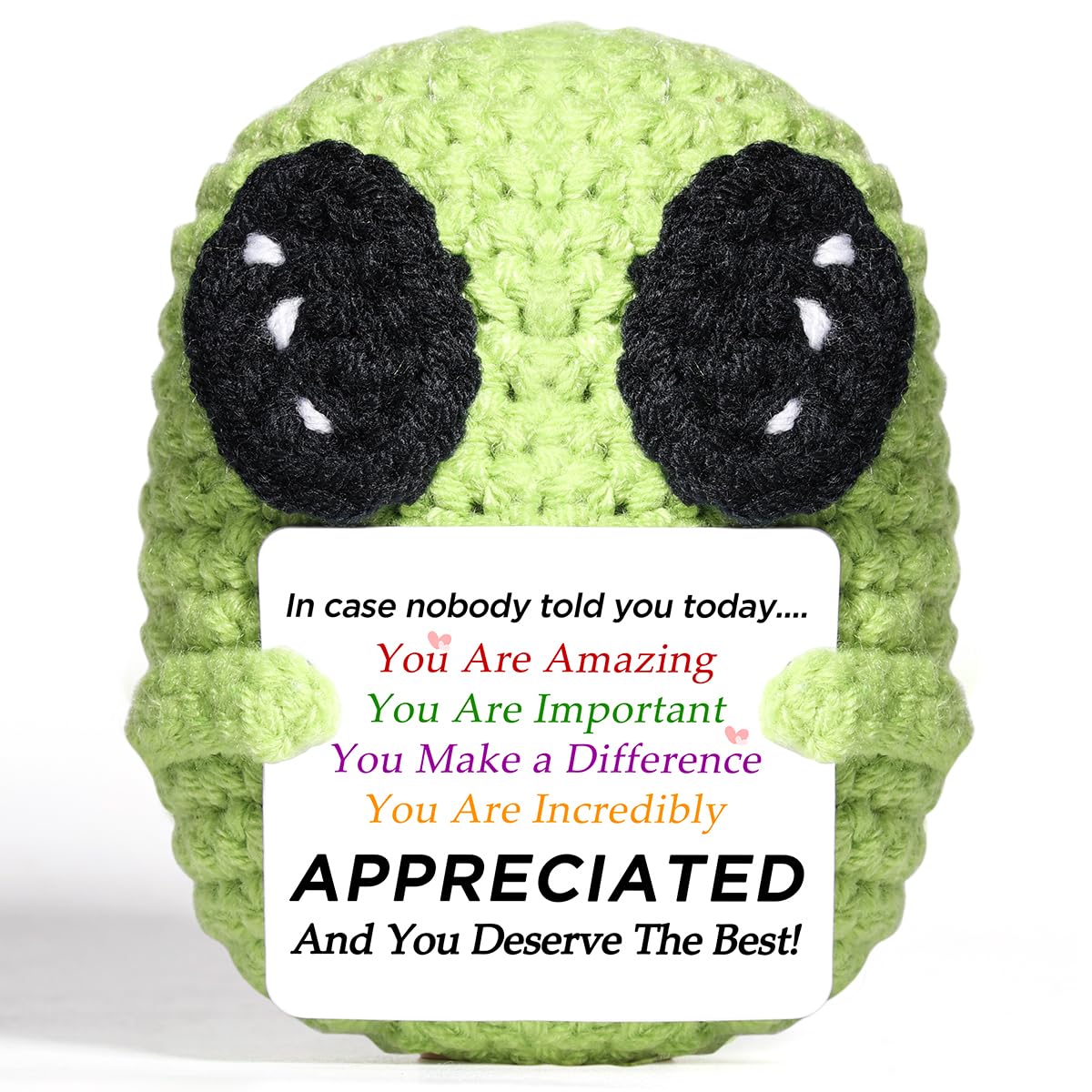 AICase Mini Funny Alien Crochet Gifts,Birthday Gifts for Women Men Presents,Inspirational Small Animals Cute Stuff Things, Handmade Little Reminders Emotional Positive Crochet Nuggets Alien Decor