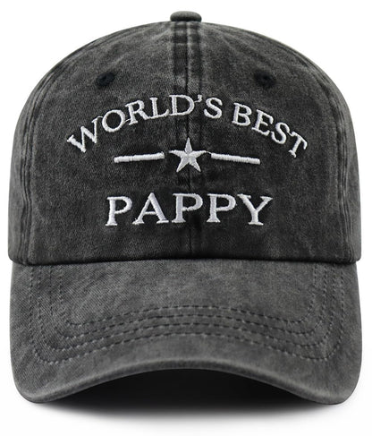 World's Best Dad Papa Pappy Grandpa Pops Papaw Hat for Men, Funny Adjustable Cotton Embroidered Father Baseball Cap