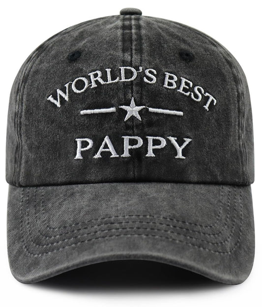 World's Best Dad Papa Pappy Grandpa Pops Papaw Hat for Men, Funny Adjustable Cotton Embroidered Father Baseball Cap