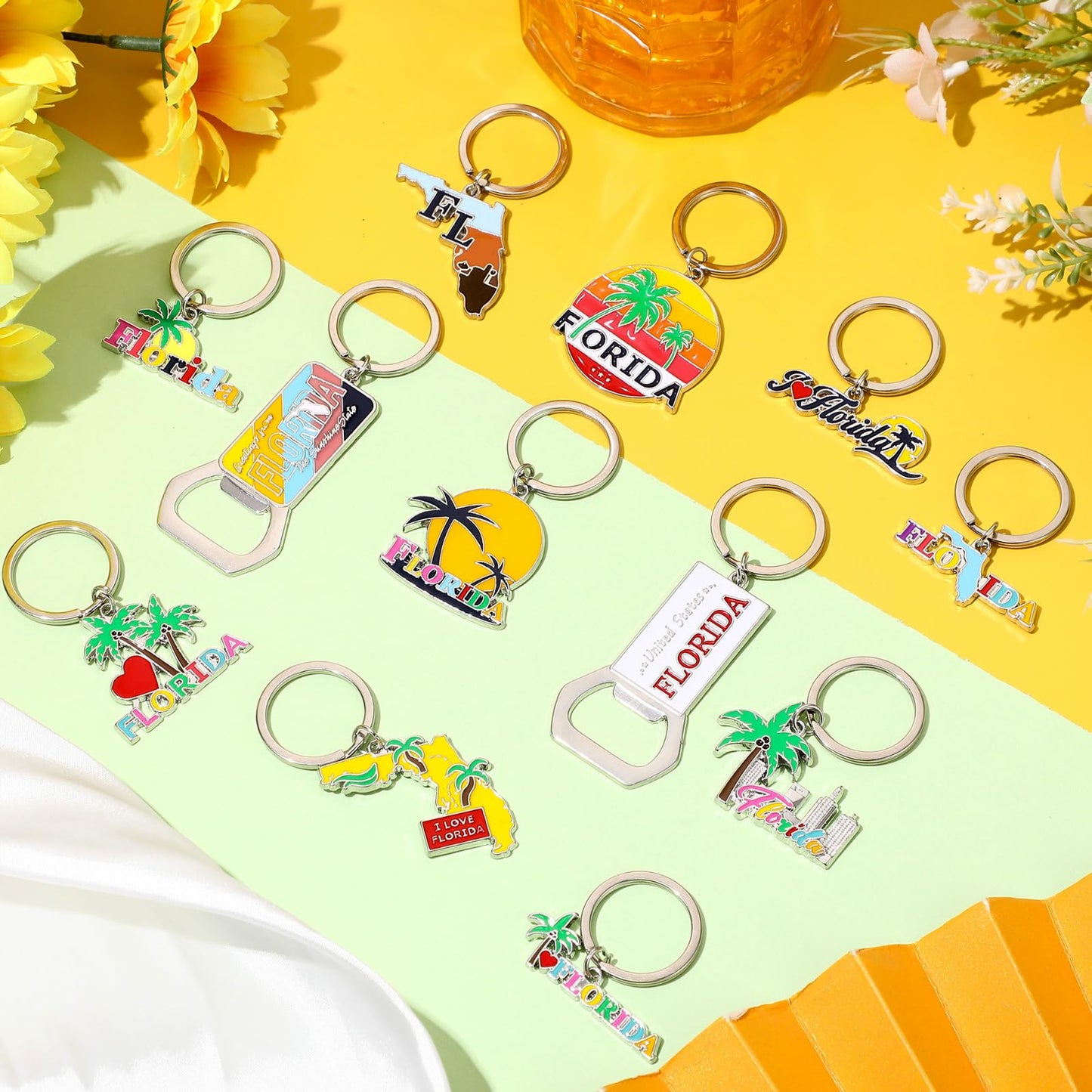 Landical Florida Metal Keychain Souvenirs and Gifts Bulk Includes Florida Keychains Bottle Openers Miami Keychain Souvenirs