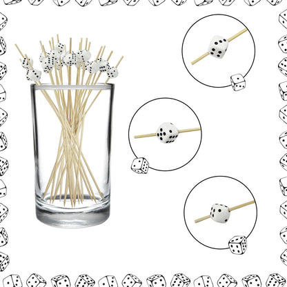 200Pcs Decorative Dice Cocktail Picks,4.7 Inch Casino Theme Party Toothpicks for Las Vegas Night Decorations Bunco Night Party Supplies