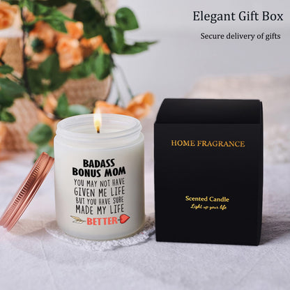 Bonus Mom Gifts- Mother in Law, Stepmom irthday Christmas Mothers Day Gifts- Funny Best Candle Gift Ideas for Adopted Mom from Daughter Son