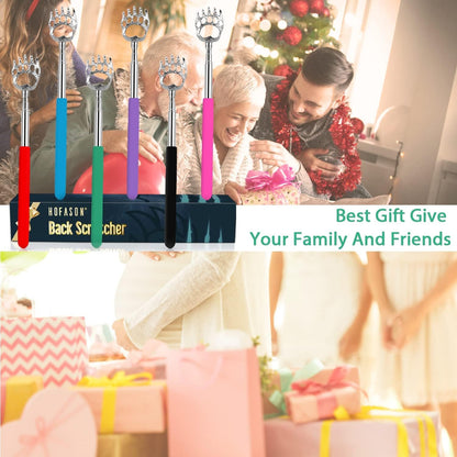6 Pack Back Scratcher Fathers Day Dad Gifts, White Elephant Gifts for Adults, Stocking Stuffers for Men Women Teens, Prizes for Adults, Extendable Bulk Back Massager for Thanksgiving Birthday (Red)