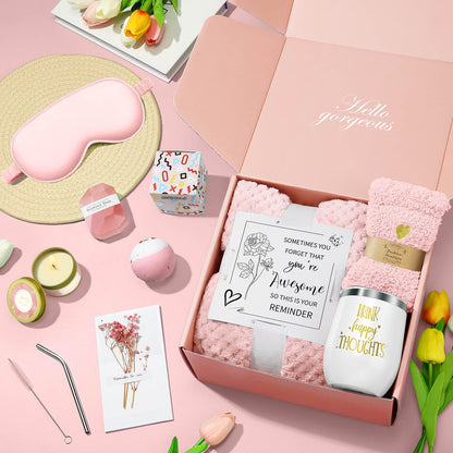 Happy Birthday Gifts for Women Mom Her Friend Sister Wife Grandma, Self Care Gift Get Well Relaxing Spa Gift Basket Set