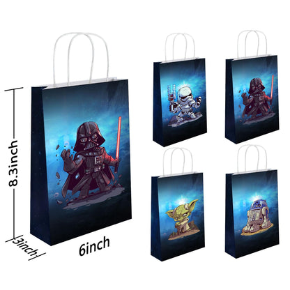BILITOK The Inspired Party Favor Bags - 16 Pack Galactic Adventure Gift Bags for Birthday Decorations & Supplies (Black)
