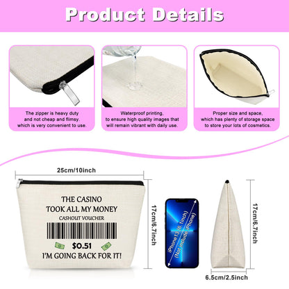 Gambler Gift Casino Lover Gift for Women Makeup Bag Gambling Lovers Gift Slot Machine Themed Gift for Gambler Friend Birthday Retirement Gift for Grandma Christmas Gifts Cosmetic Bag Travel Pouch