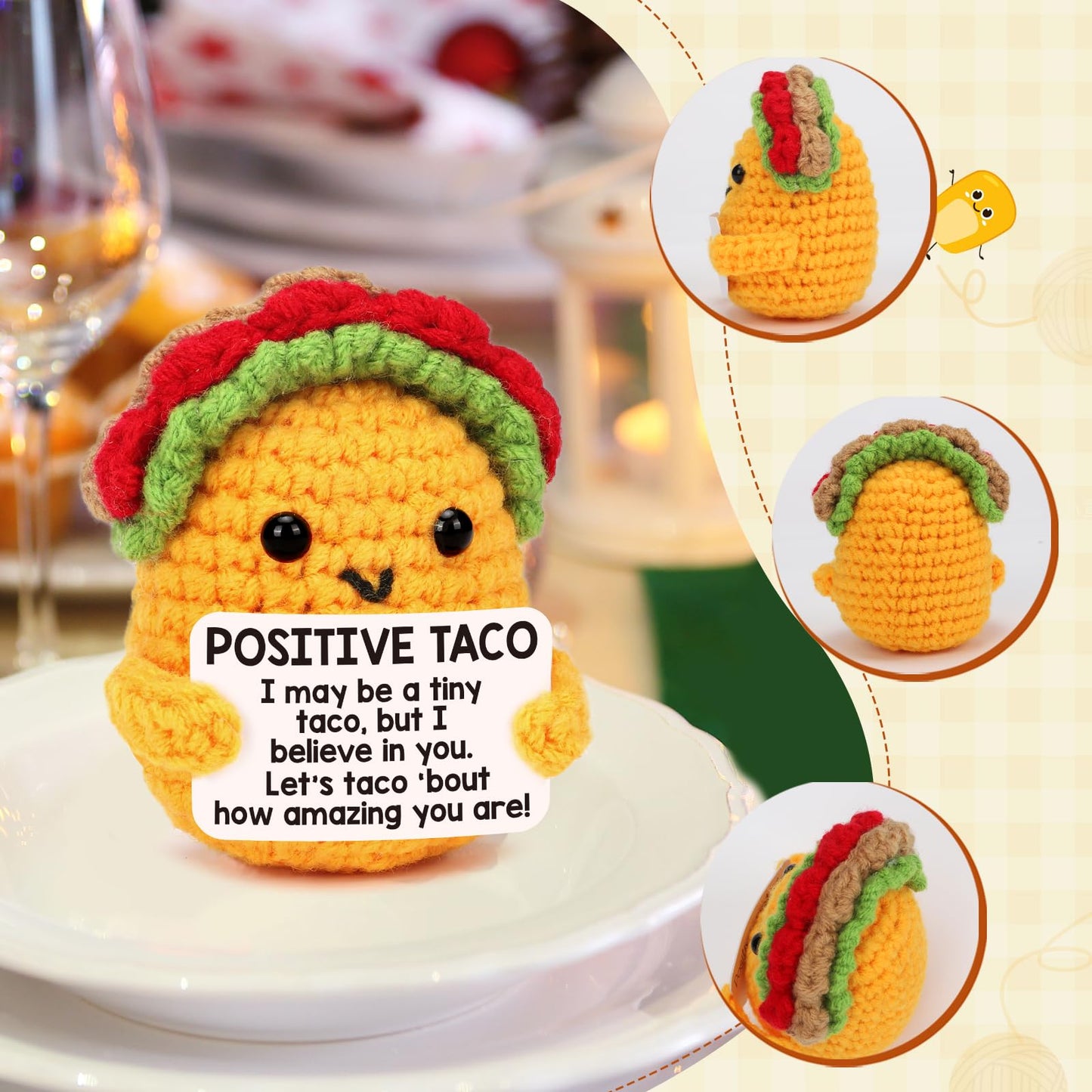 TuSuQing Graduation Gifts for Teens Boys Girls Kids Teacher Positive Crochet Taco Animals Women Birthday Gifts Friends Sister Relaxation Self Care Get Well