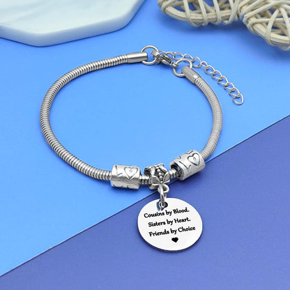 DlaeKua Cousin Gift Bracelet Stainless Steel Christmas Gift for Cousin Birthday Gift Long Distance Relationship Gift for Cousin