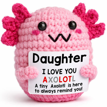 Daughter Gifts from Mom, Crochet Axolotl for Mothers Day, Teen Girl Trendy Stuff, Birthday Christmas Valentines Basket Stuffers for Tweens Kid