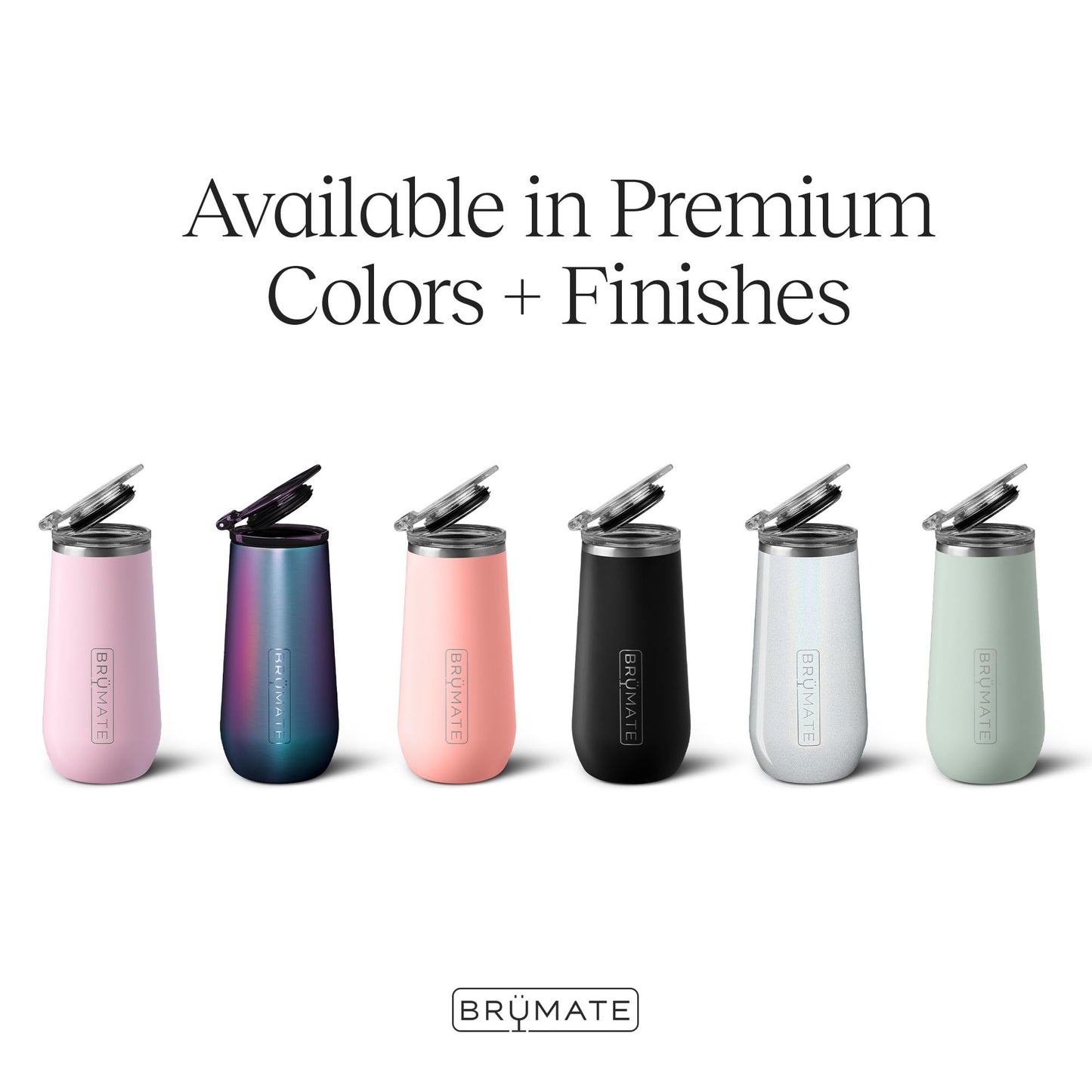 BrüMate Champagne Flute 12oz with Flip-Top Lid to Hold in Carbonation | Insulated Stainless Steel for Ice Cold Champagne | BPA-Free (Glitter White)